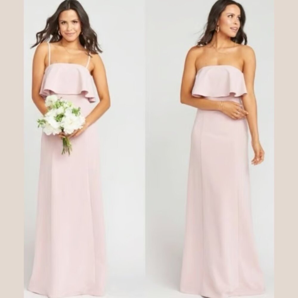 Show Me Your Mumu Monaco Ruffle Crepe Trumpet Gown Vintage Rose XS NEW NWT!